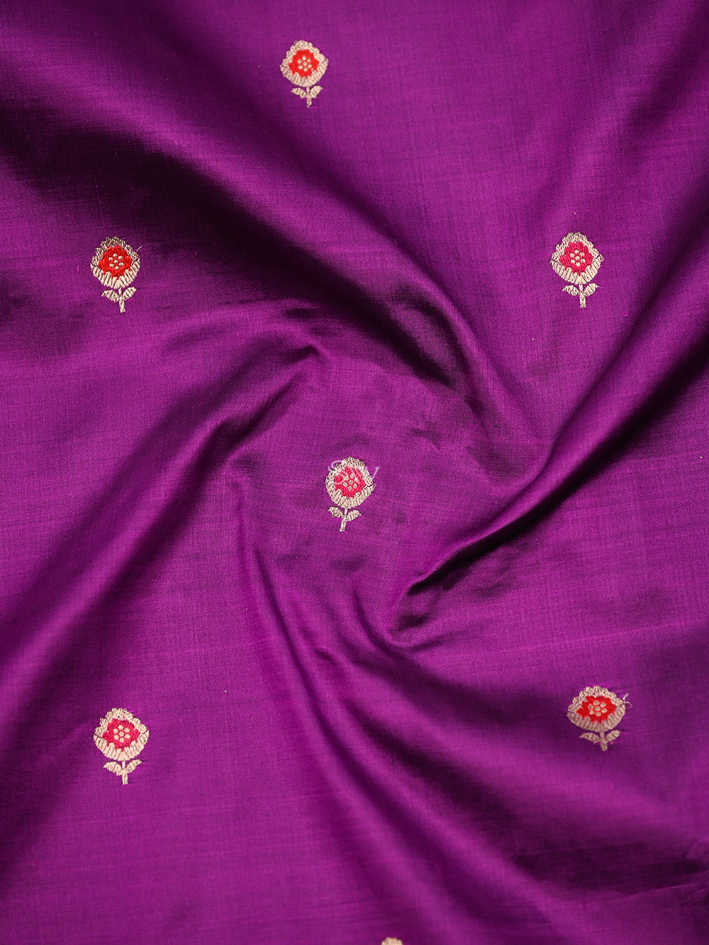 Dark Magenta Meenakari Booti Katan Silk Handloom Banarasi Saree