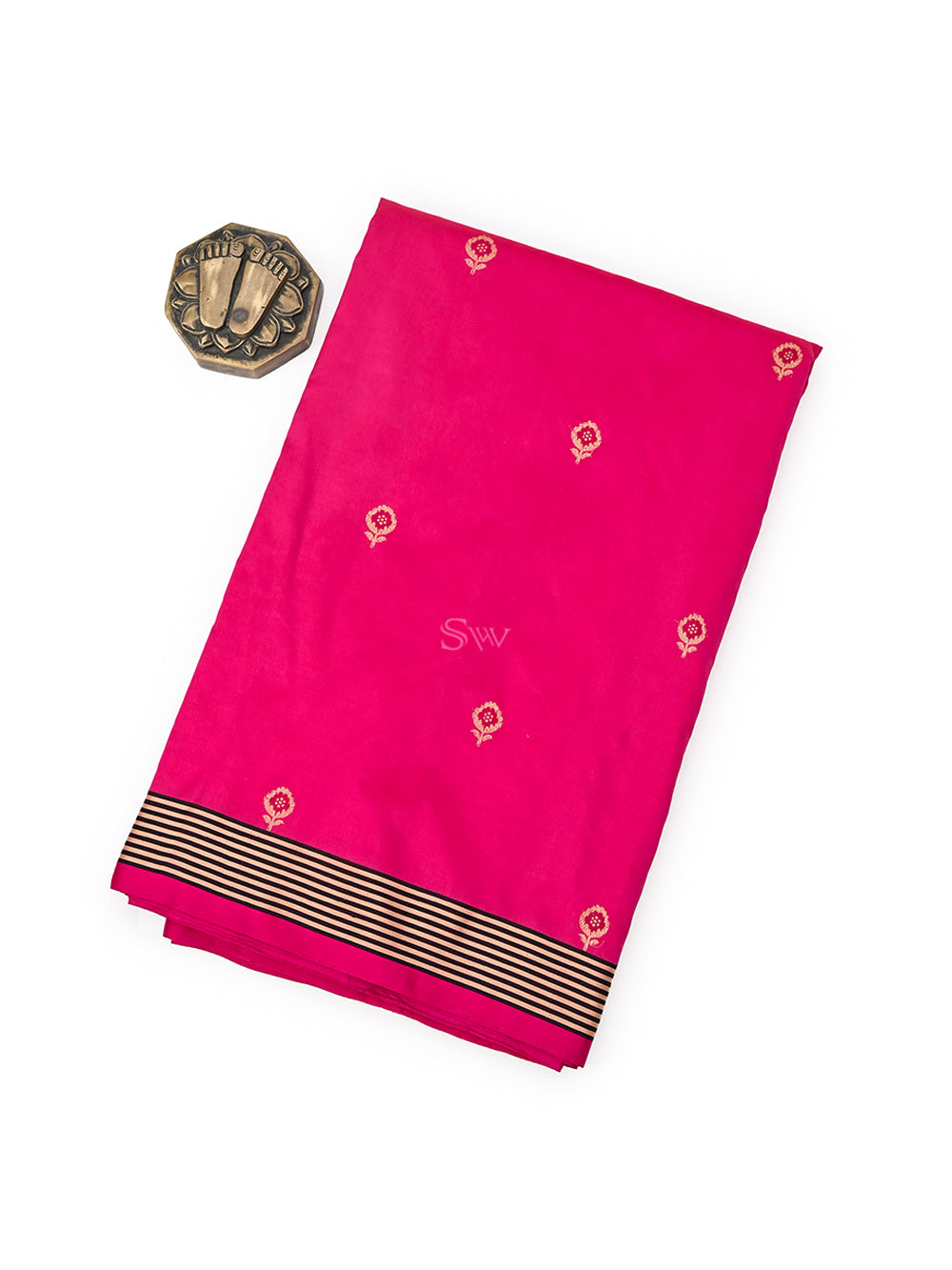 Dark Pink Meenakari Booti Katan Silk Handloom Banarasi Saree