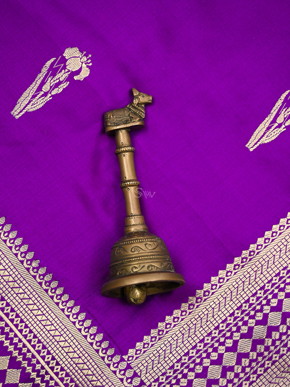 Purple Booti Satin Silk Handloom Banarasi Saree