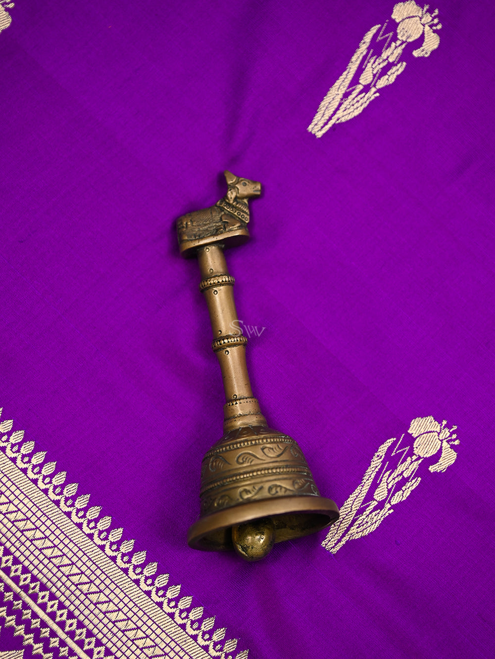 Purple Booti Satin Silk Handloom Banarasi Saree