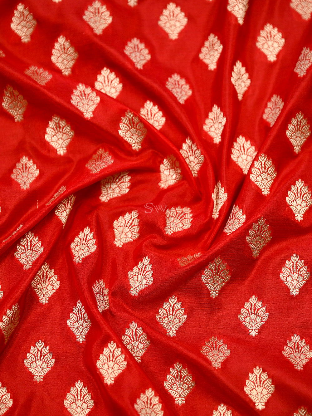 Red Booti Uppada Katan Silk Handloom Banarasi Saree