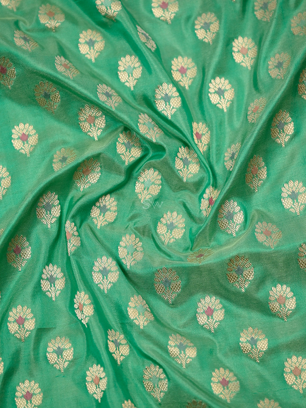 Sea Green Meenakari Booti Katan Silk Handloom Banarasi Saree