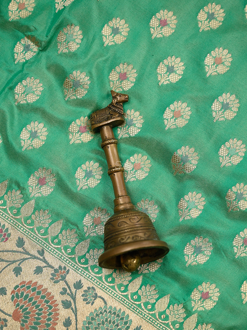 Sea Green Meenakari Booti Katan Silk Handloom Banarasi Saree