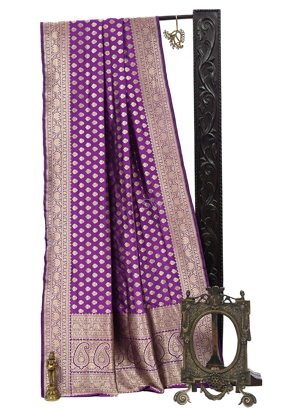 Purple Booti Uppada Katan Silk Handloom Banarasi Saree