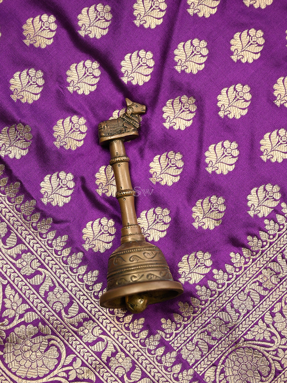 Purple Booti Uppada Katan Silk Handloom Banarasi Saree