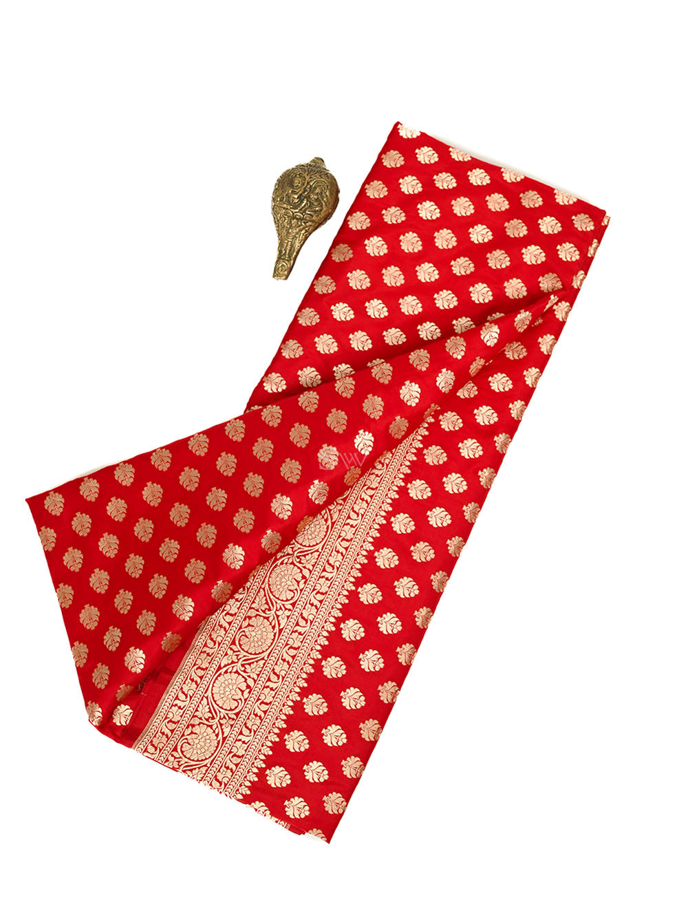 Red Booti Uppada Katan Silk Handloom Banarasi Saree