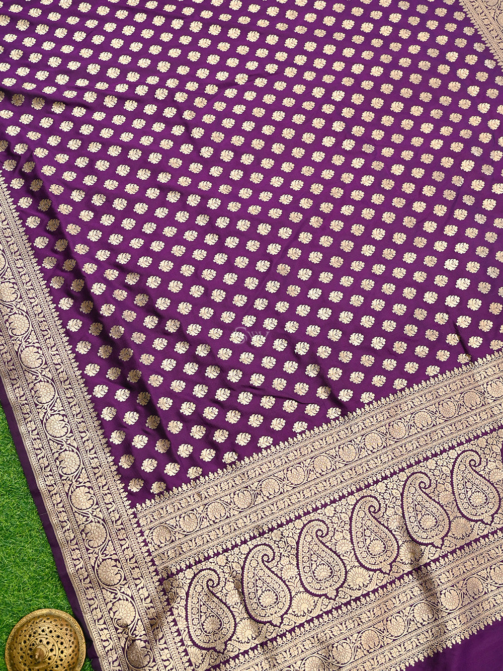 Purple Booti Uppada Katan Silk Handloom Banarasi Saree