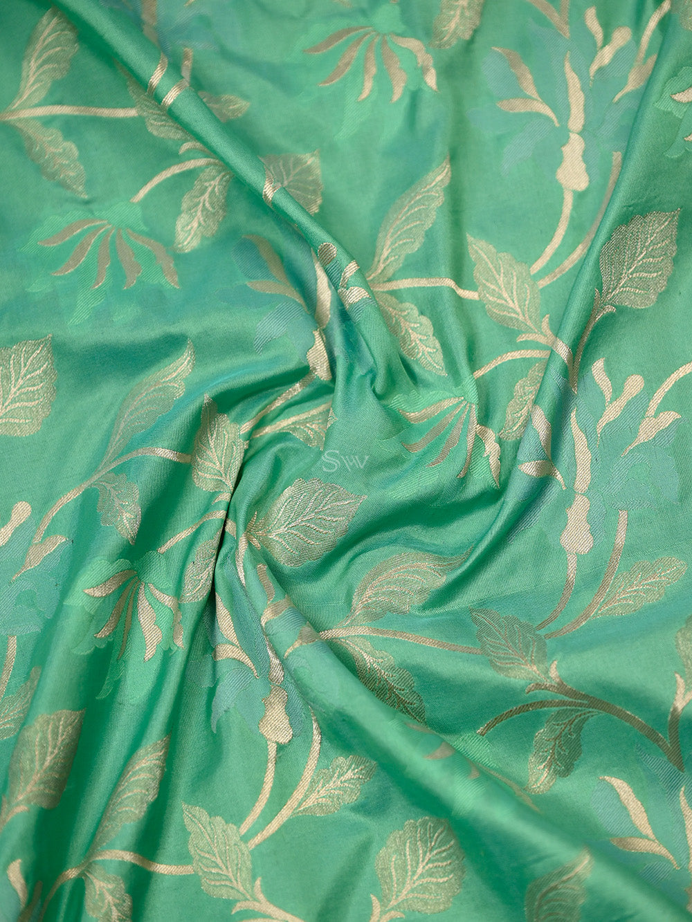 Sea Green Meenakari Jaal Katan Silk Handloom Banarasi Saree