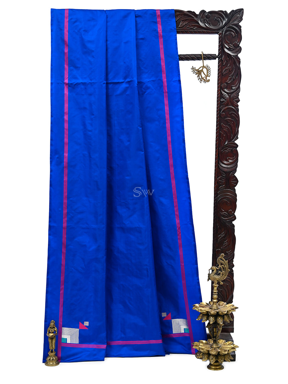 Royal Blue Konia Satin Silk Handloom Banarasi Saree