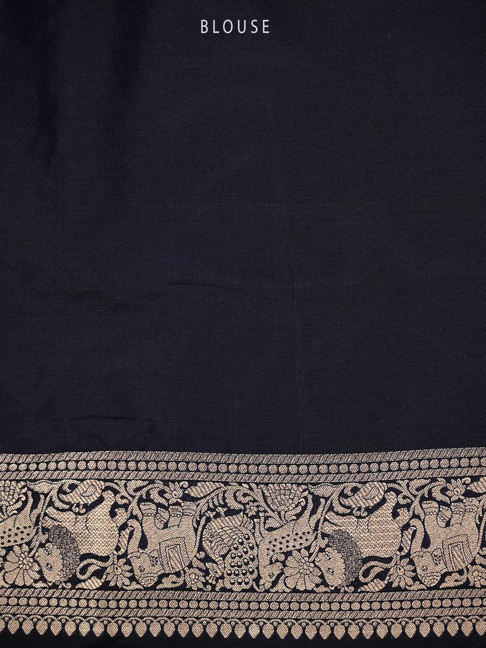 Navy Blue Shikargah Katan Silk Handloom Banarasi Saree