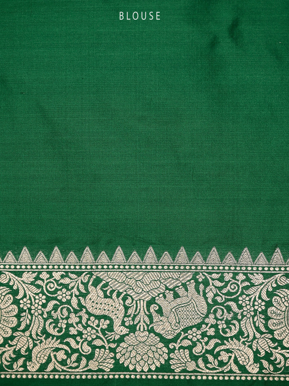 Bottle Green Shikargah Katan Silk Handloom Banarasi Saree