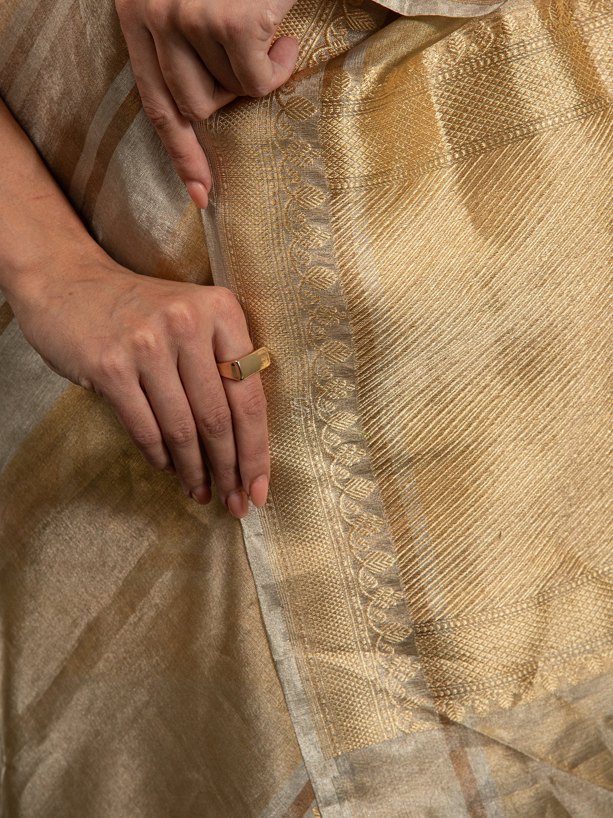 Grey Tissue Rangkat Handloom Banarasi Saree - Sacred Weaves