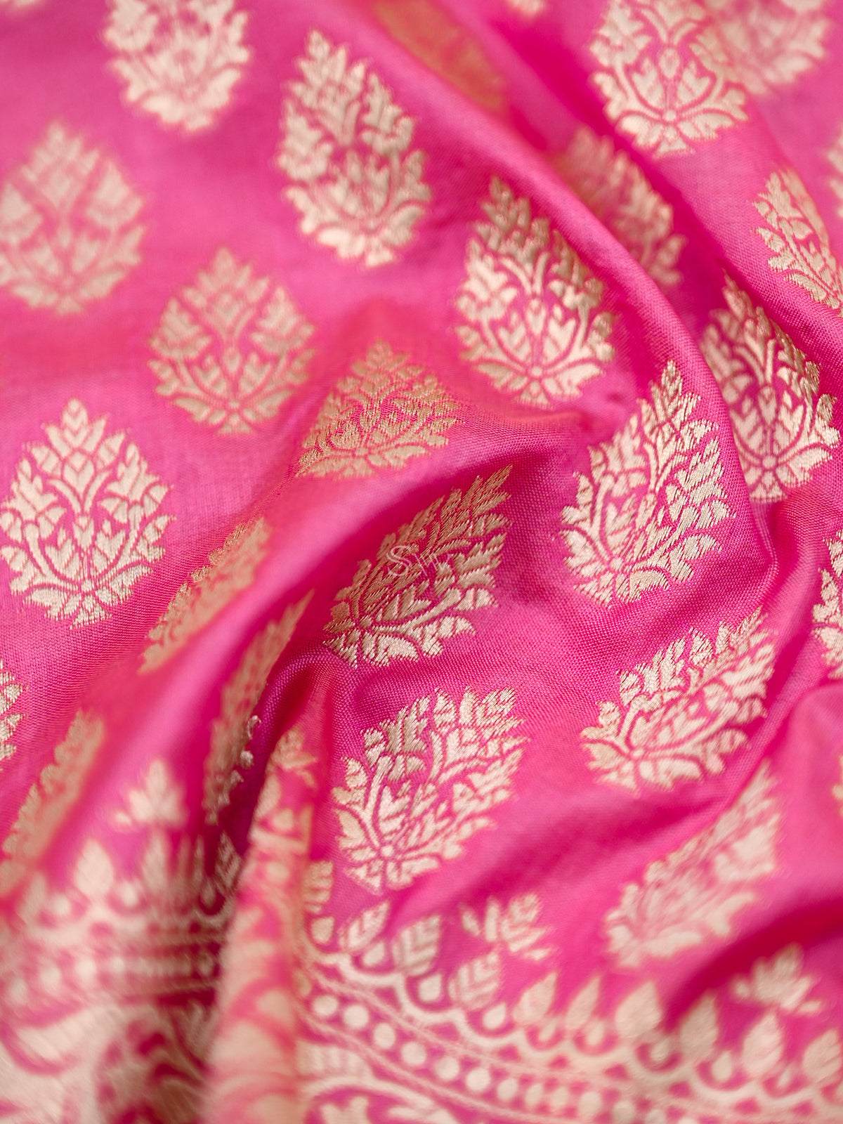 Pink Uppada Katan Silk Handloom Banarasi Fabric