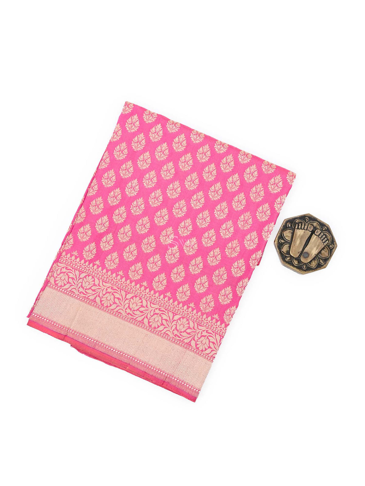 Pink Uppada Katan Silk Handloom Banarasi Fabric