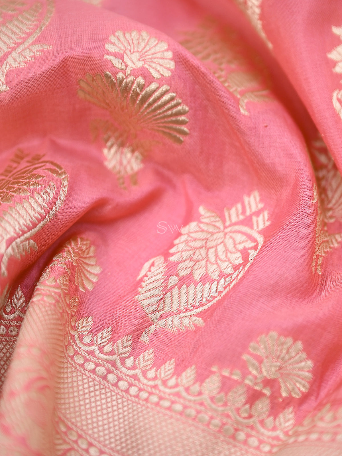 Pink Uppada Katan Silk Handloom Banarasi Fabric