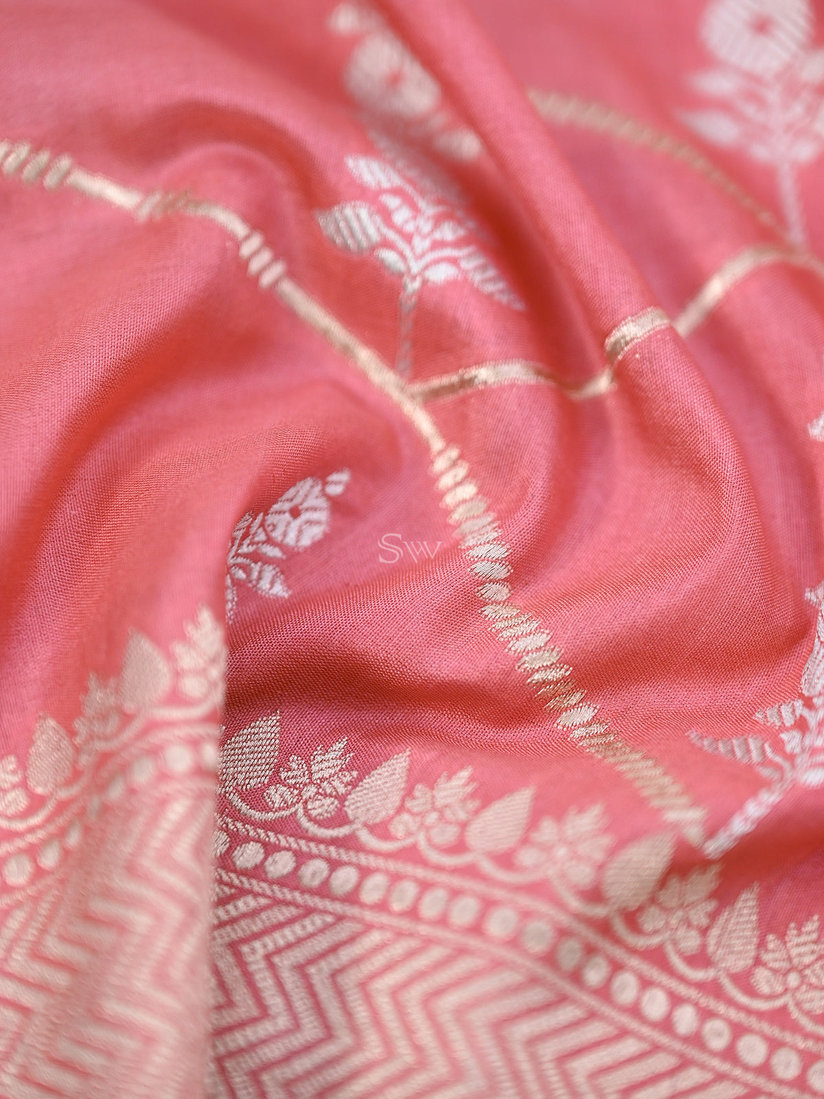 Pink Sona Rupa Katan Silk Handloom Banarasi Fabric