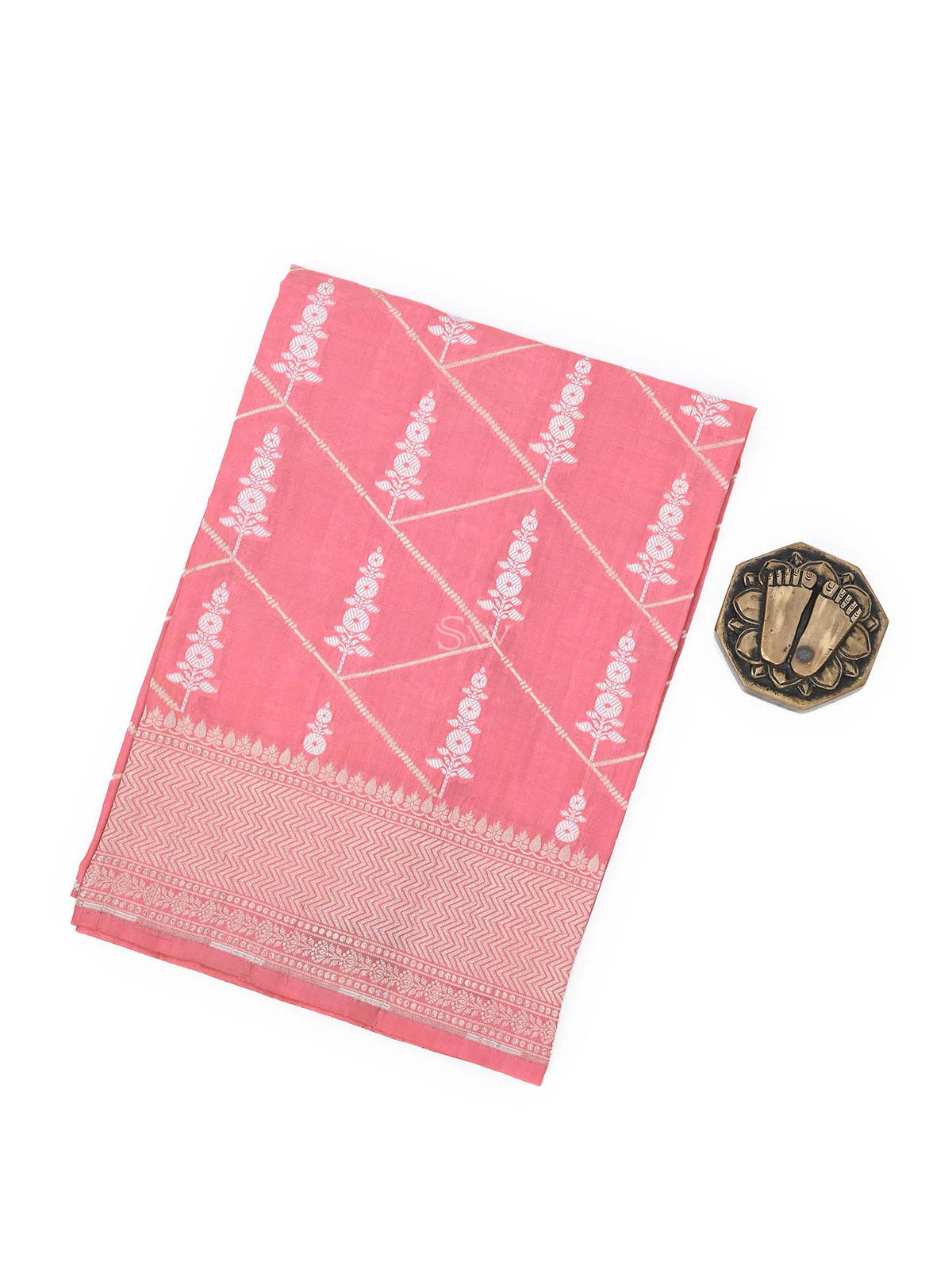 Pink Sona Rupa Katan Silk Handloom Banarasi Fabric