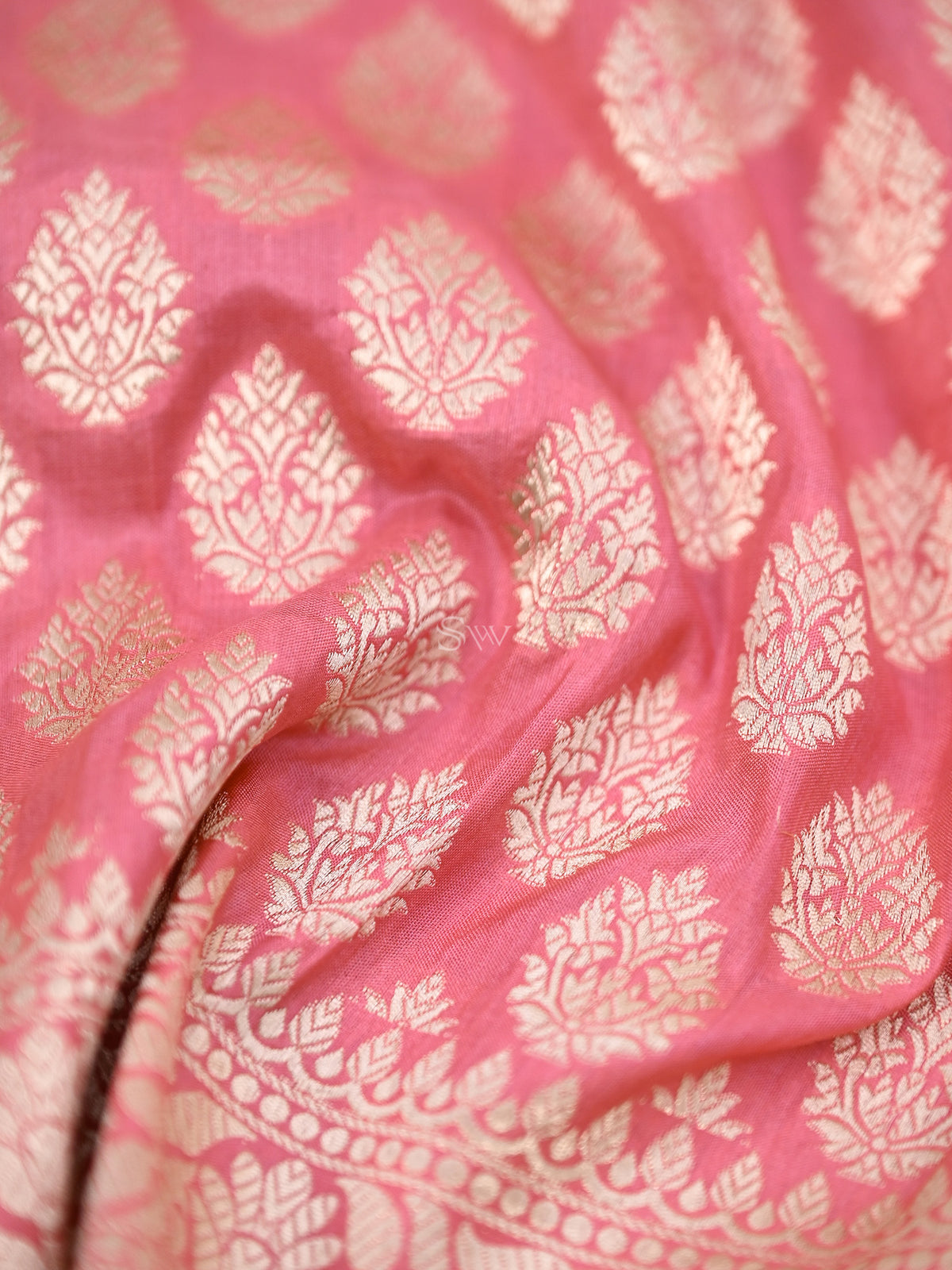 Pink Uppada Katan Silk Handloom Banarasi Fabric