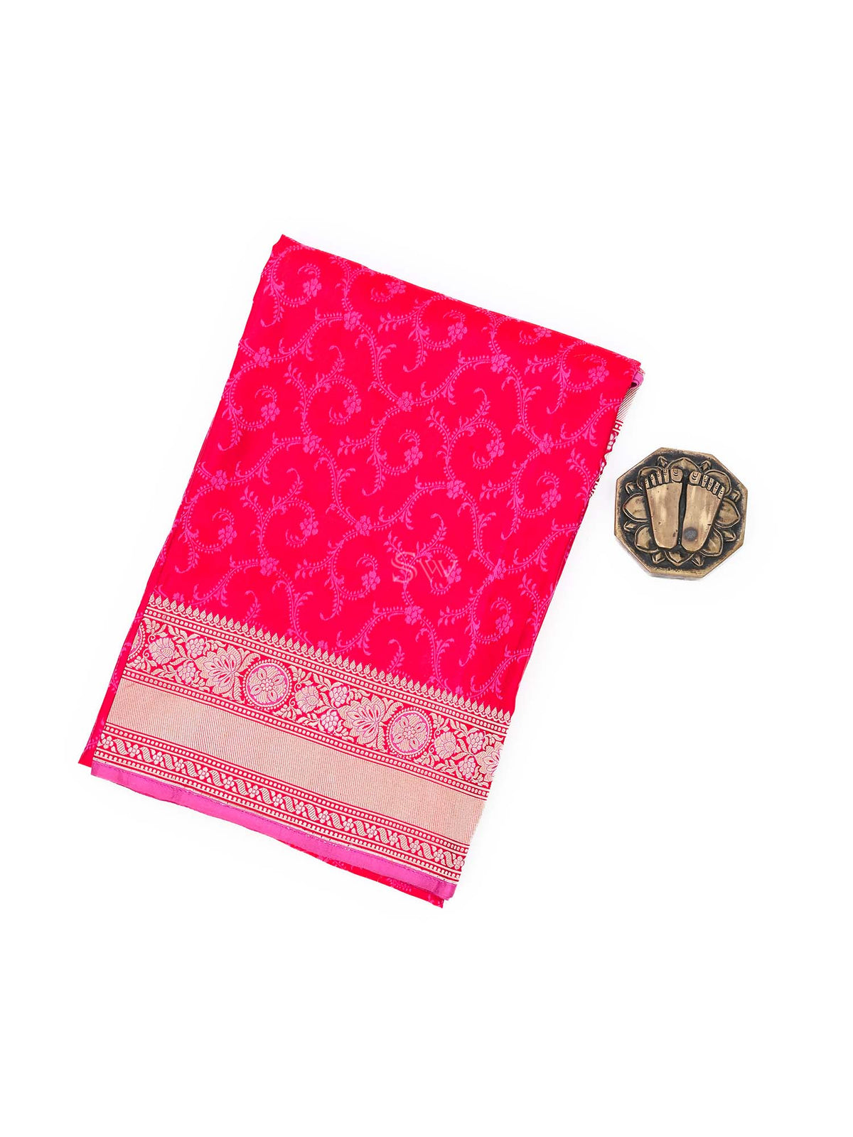 Pink Red Tanchoi Silk Handloom Banarasi Fabric