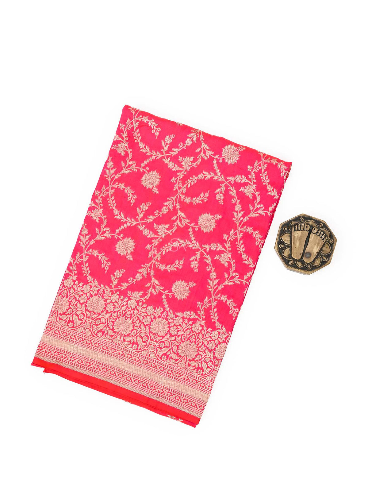 Dark Pink Uppada Katan Silk Handloom Banarasi Fabric