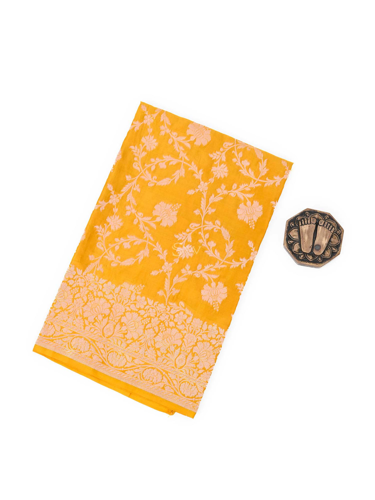 Yellow Uppada Katan Silk Handloom Banarasi Fabric