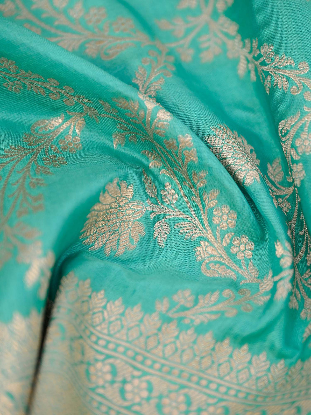 Sea Green Uppada Katan Silk Handloom Banarasi Fabric