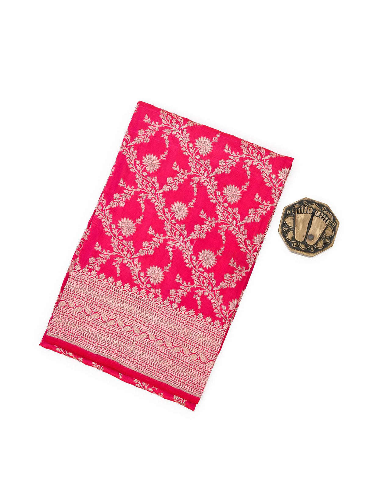 Dark Pink Uppada Katan Silk Handloom Banarasi Fabric