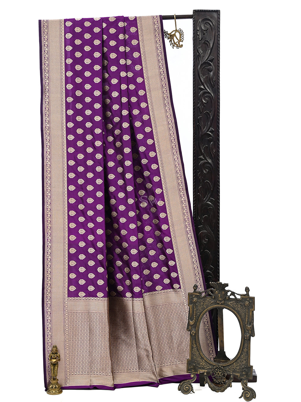 Purple Booti Uppada Katan Silk Handloom Banarasi Saree