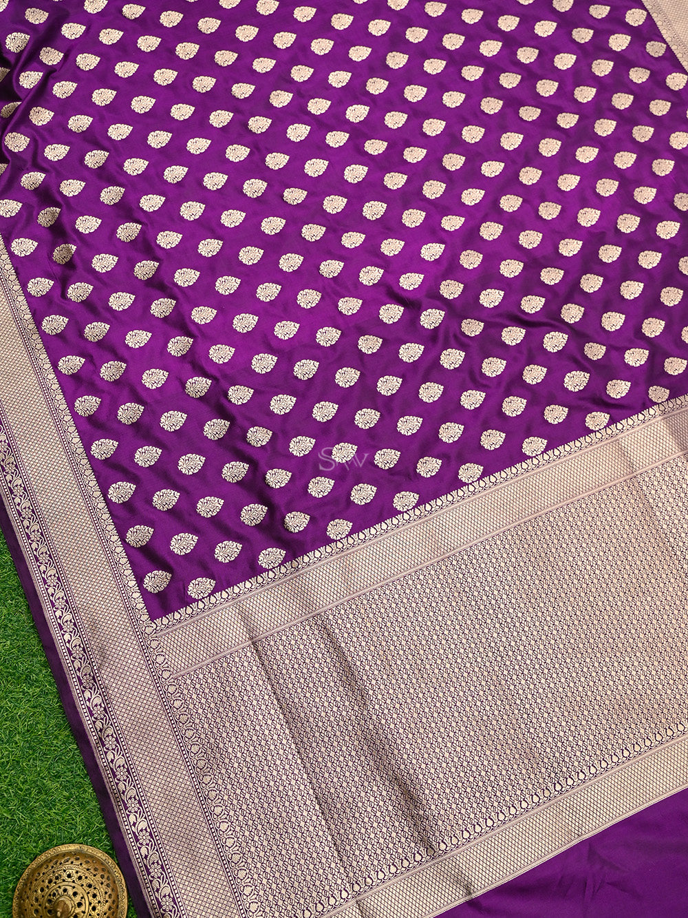 Purple Booti Uppada Katan Silk Handloom Banarasi Saree