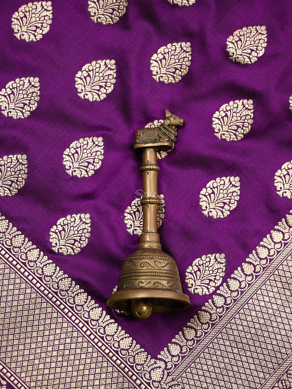 Purple Booti Uppada Katan Silk Handloom Banarasi Saree