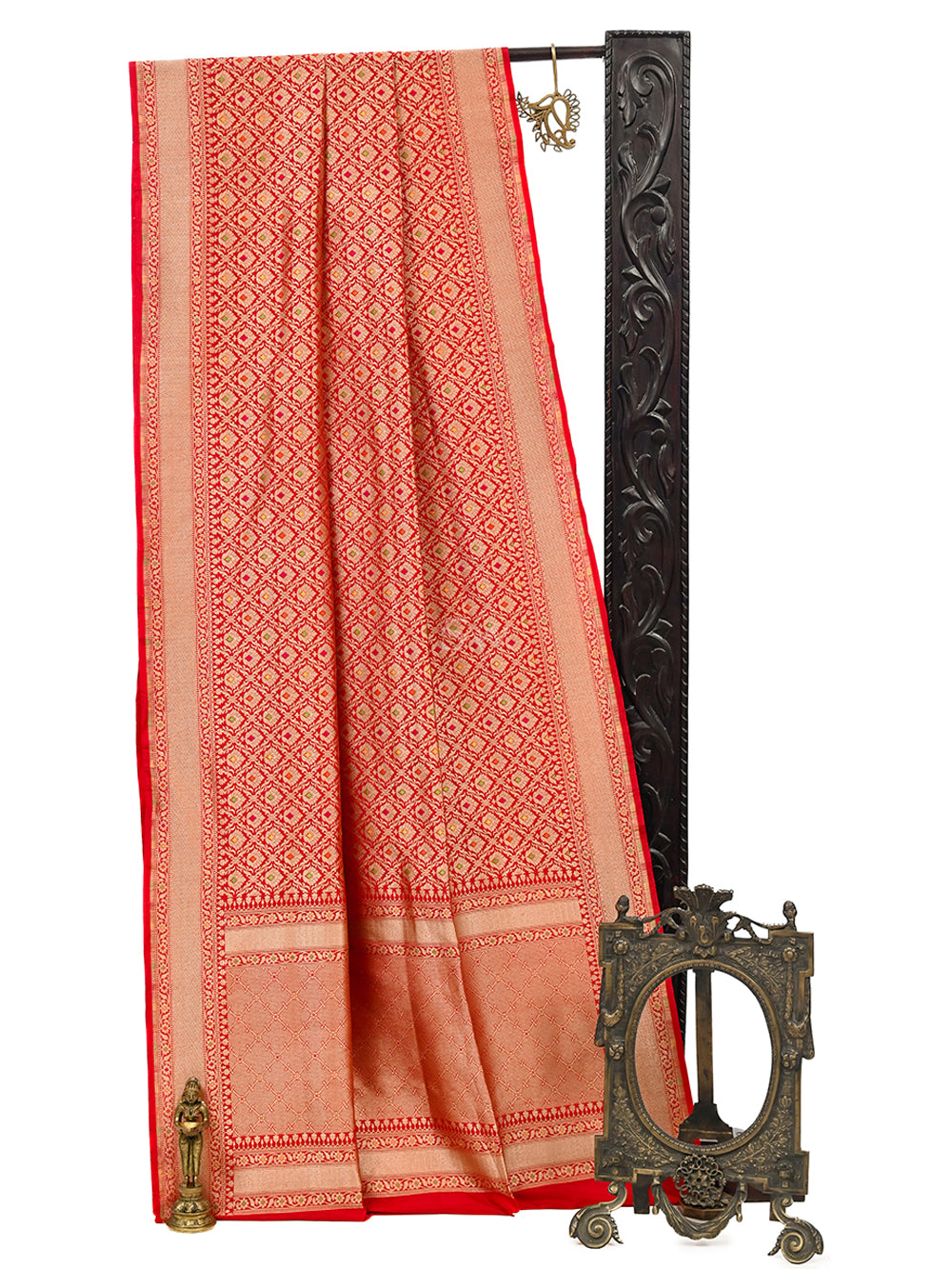 Maroon Meenakari Jaal Katan Silk Handloom Banarasi Saree