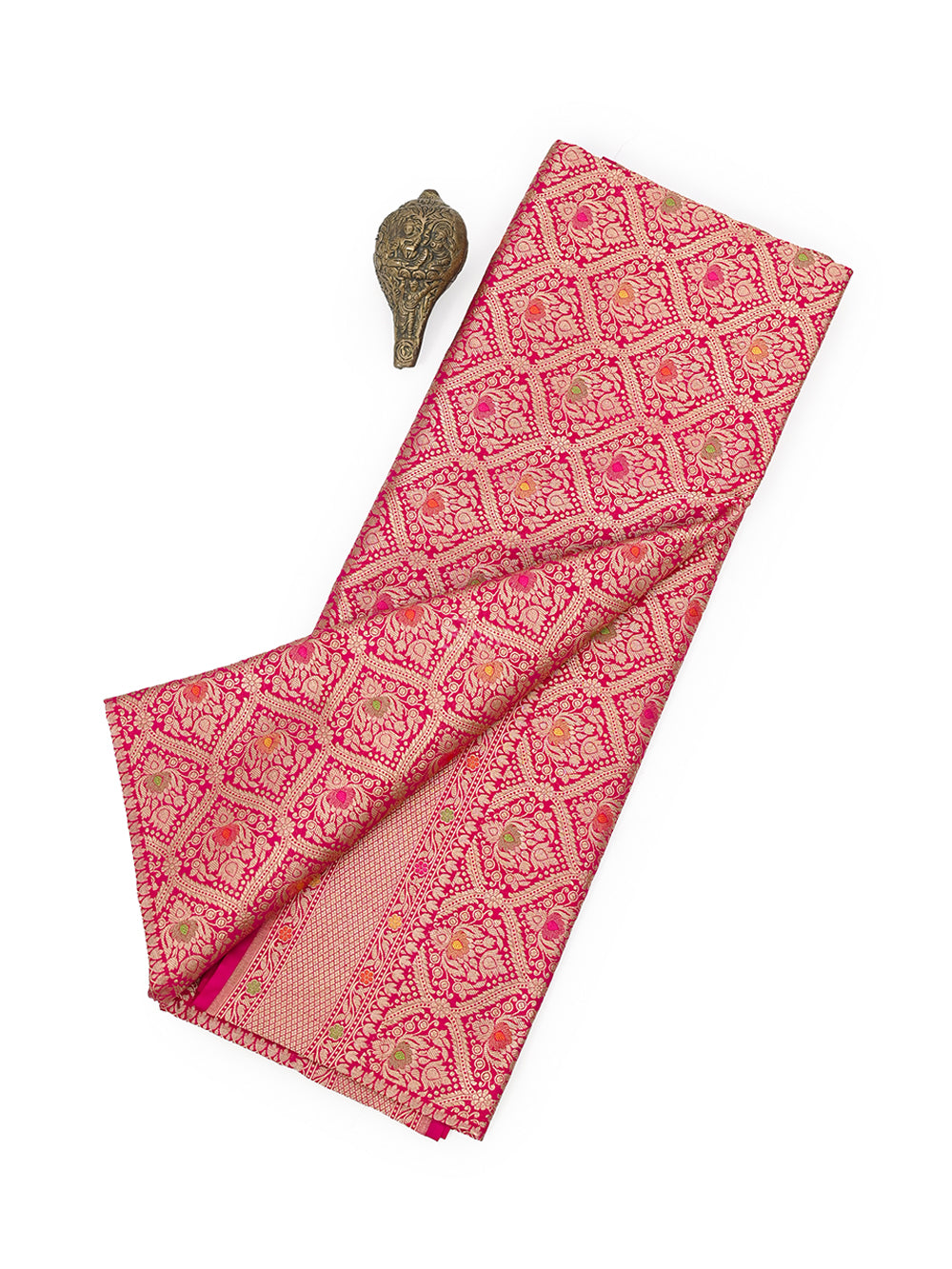 Dark Pink Meenakari Jaal Katan Silk Handloom Banarasi Saree