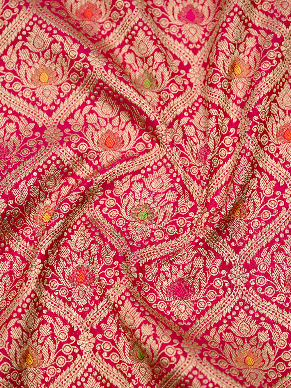 Dark Pink Meenakari Jaal Katan Silk Handloom Banarasi Saree