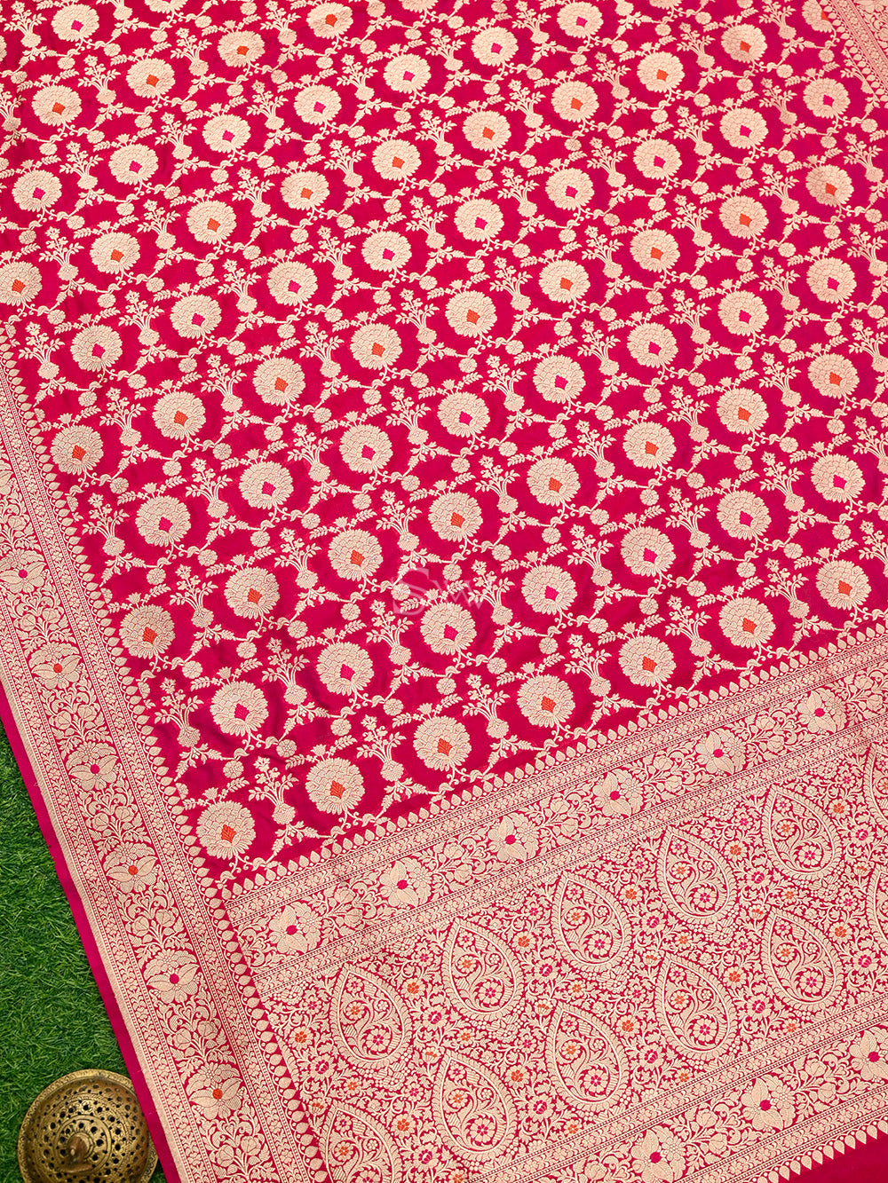 Pink Red Meenakari Uppada Katan Silk Handloom Banarasi Saree