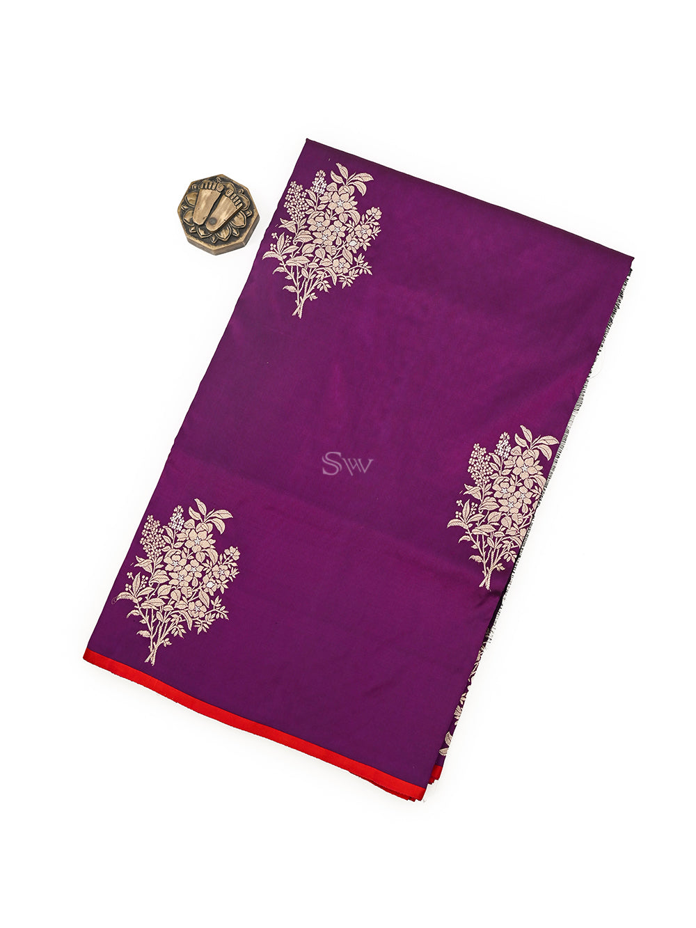 Purple Boota Katan Silk Handloom Banarasi Saree