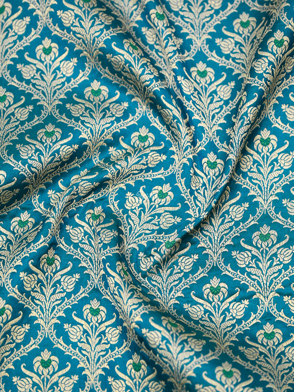 Blue Green Meenakari Jaal Katan Silk Handloom Banarasi Saree