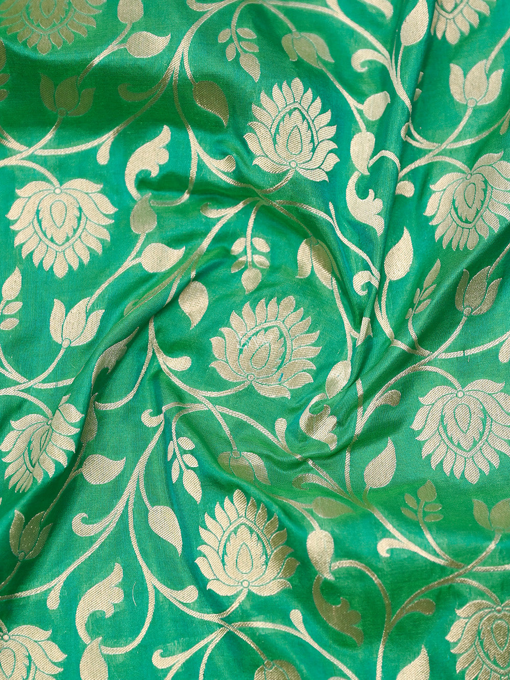 Sea Green Uppada Jaal Katan Silk Handloom Banarasi Saree