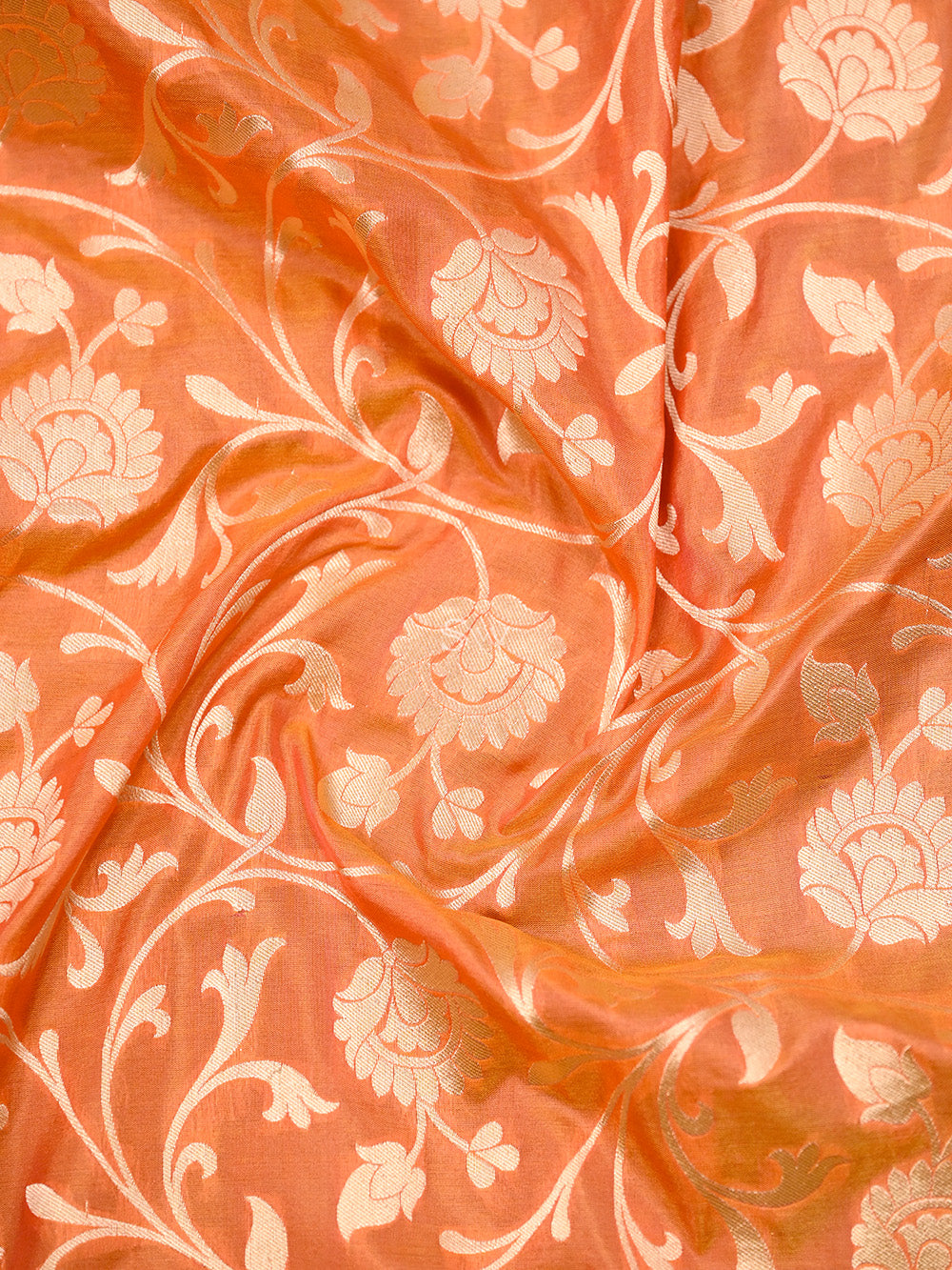 Orange Uppada Jaal Katan Silk Handloom Banarasi Saree