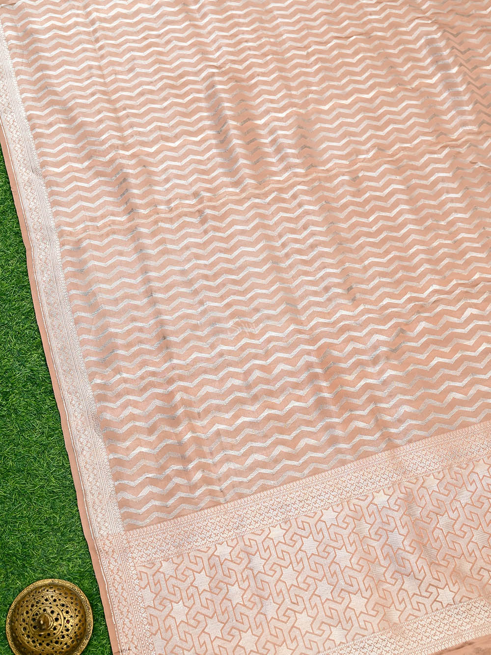 Pastel Rust Satin Brocade Handloom Banarasi Saree - Sacred Weaves