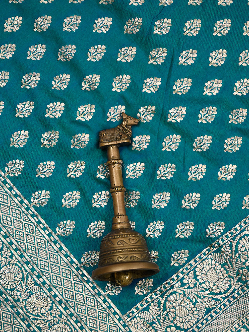 Teal Green Uppada Katan Silk Handloom Banarasi Saree