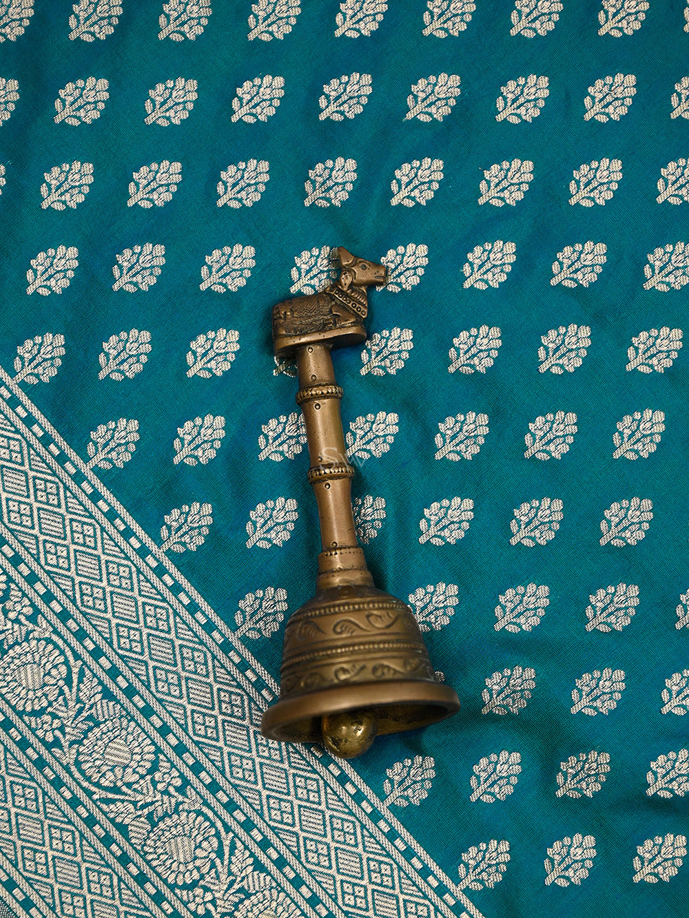 Teal Green Uppada Katan Silk Handloom Banarasi Saree