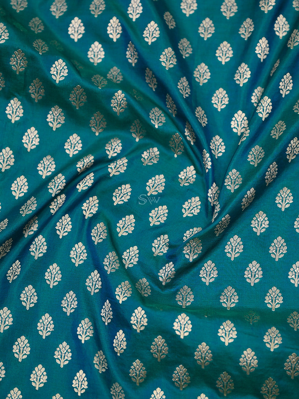 Teal Green Uppada Katan Silk Handloom Banarasi Saree