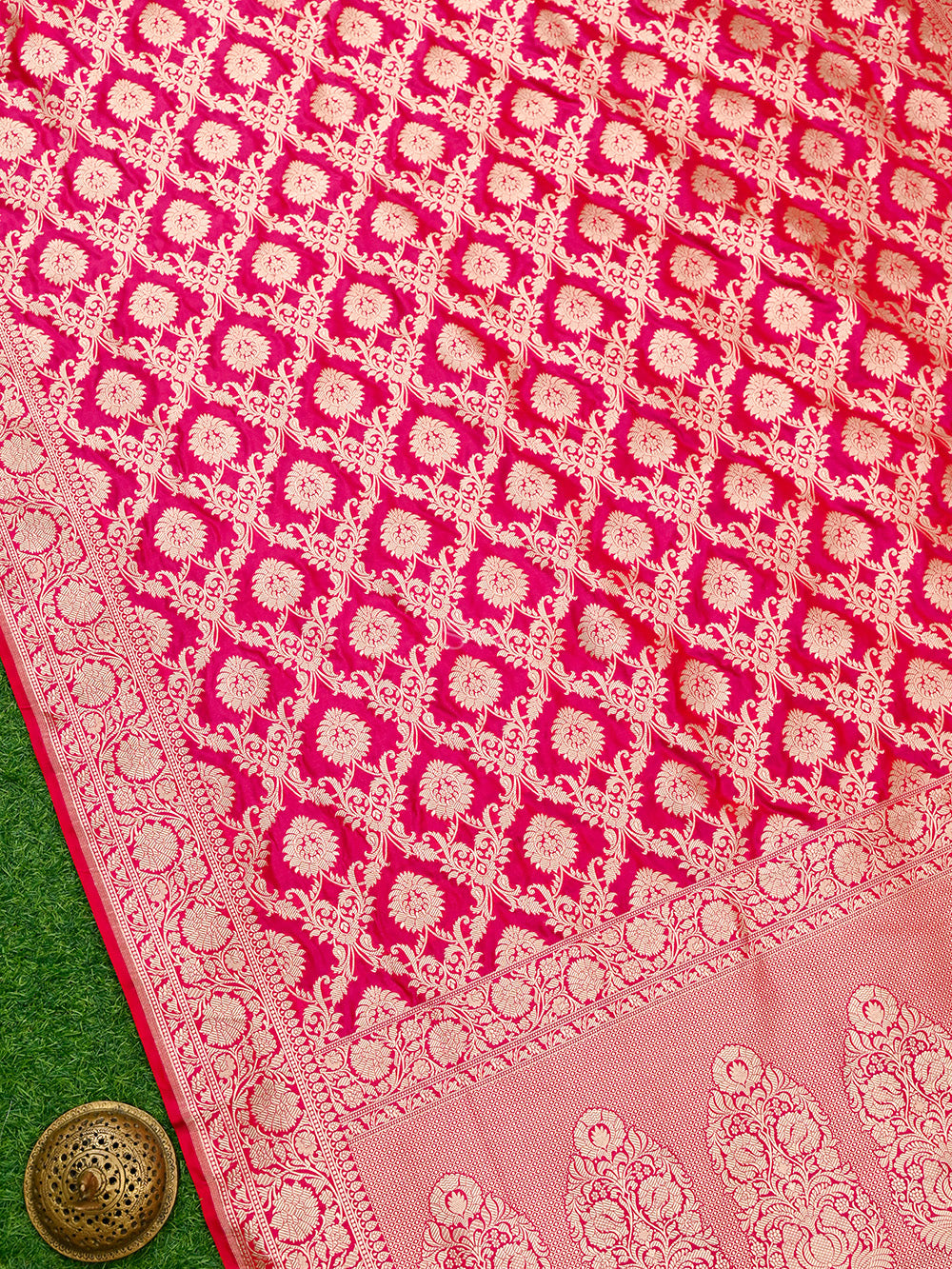 Pink Red Uppada Katan Silk Handloom Banarasi Saree