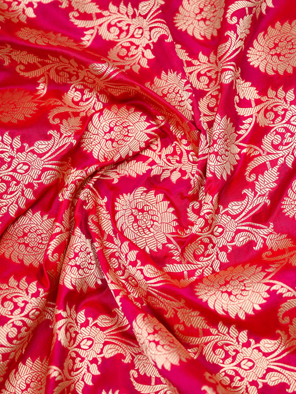 Pink Red Uppada Katan Silk Handloom Banarasi Saree