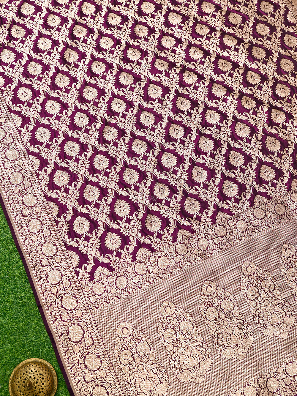 Wine Uppada Katan Silk Handloom Banarasi Saree