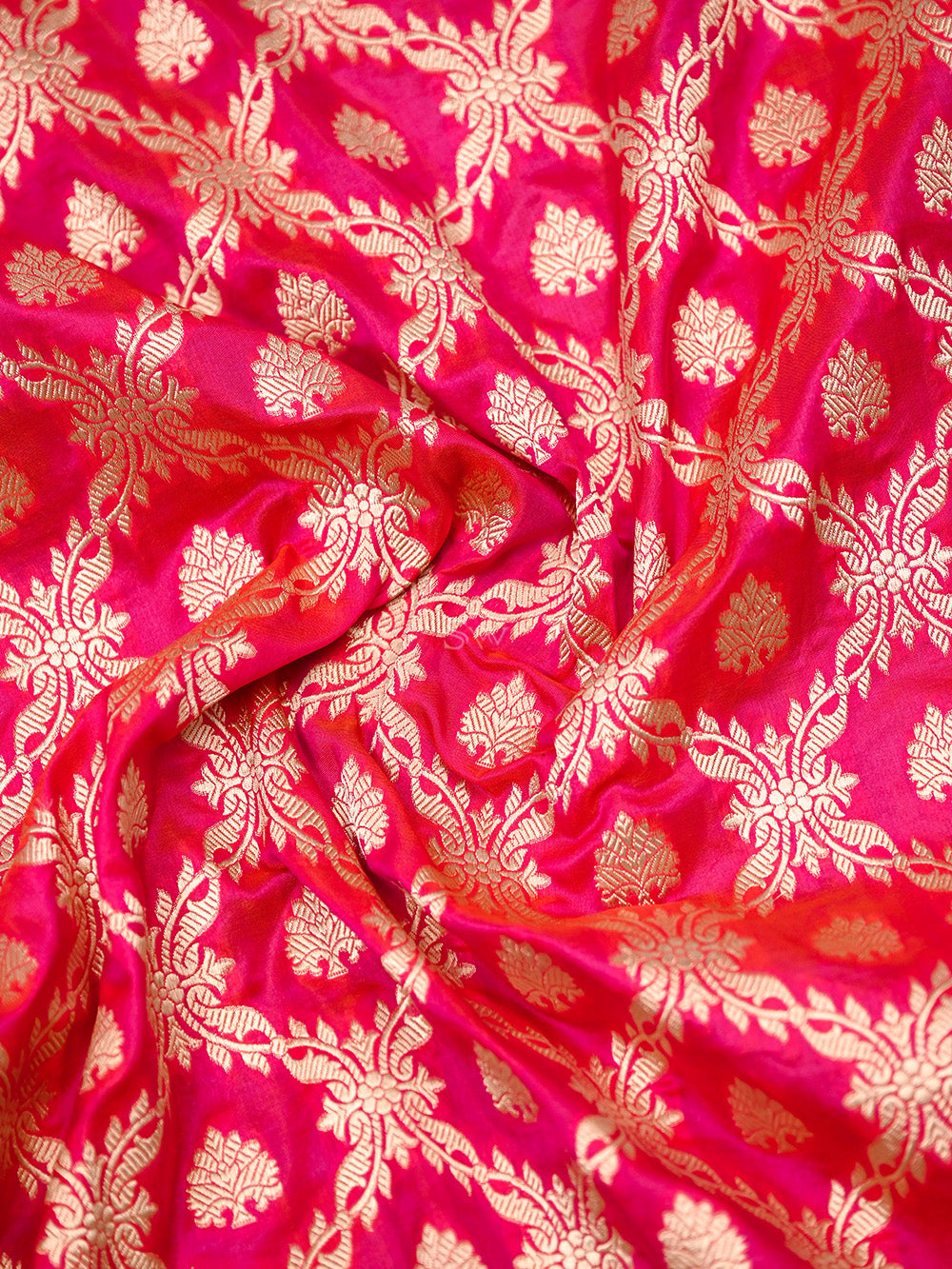 Pink Orange Uppada Katan Silk Handloom Banarasi Saree