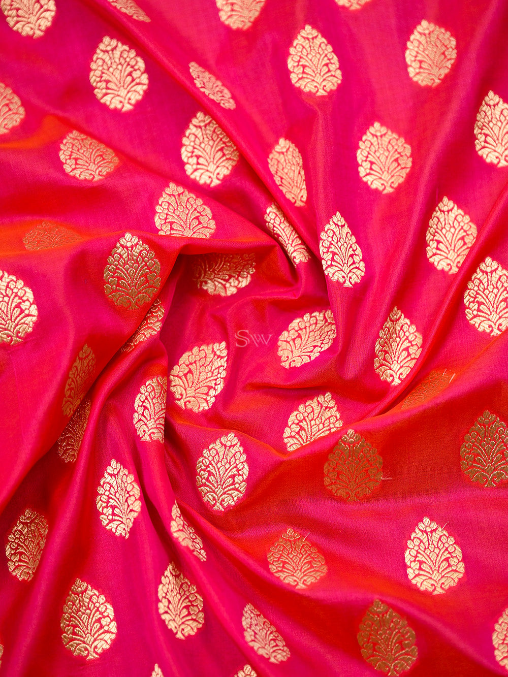 Pink Orange Booti Uppada Katan Silk Handloom Banarasi Saree