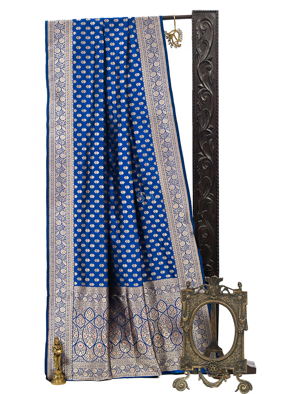 Blue Booti Uppada Katan Silk Handloom Banarasi Saree