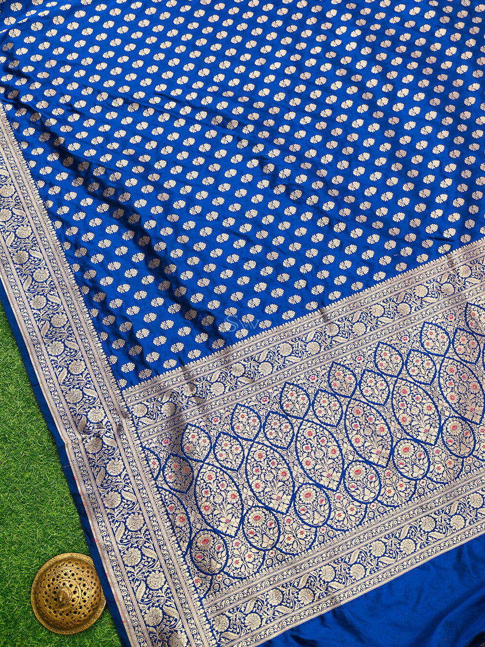 Blue Booti Uppada Katan Silk Handloom Banarasi Saree