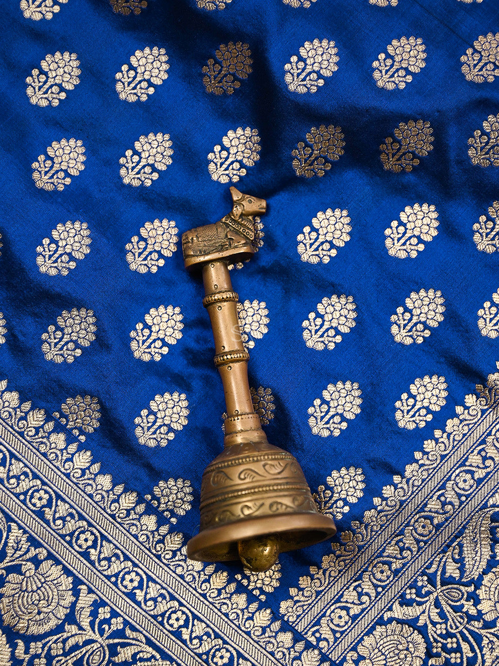 Blue Booti Uppada Katan Silk Handloom Banarasi Saree